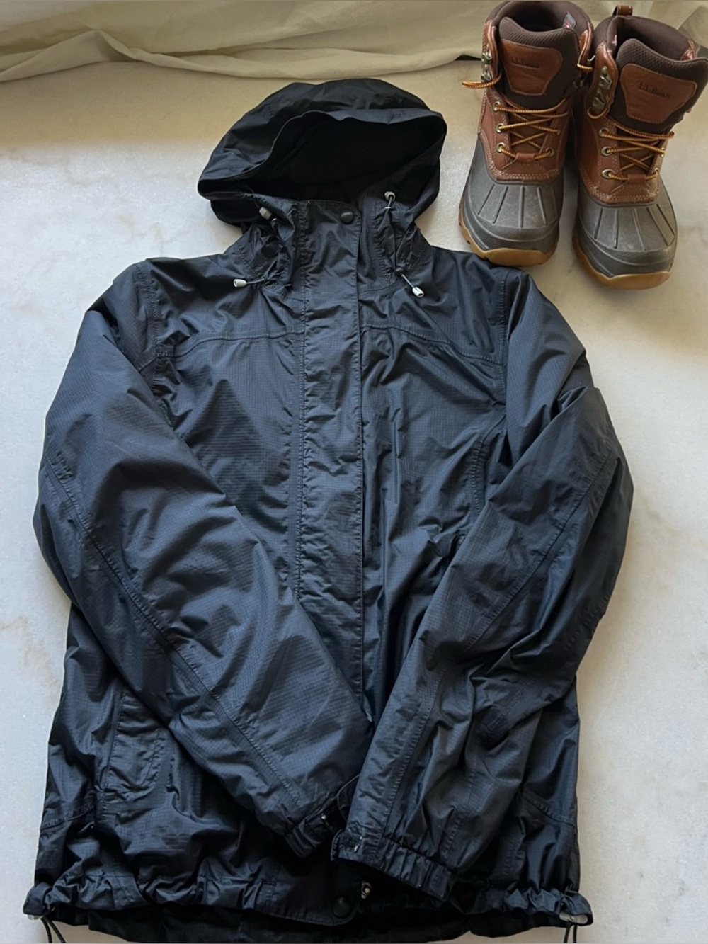 L.L. Bean Rainy Bundle - Black Rain Jacket S & Tek 2.5 Duck Boots Size 7